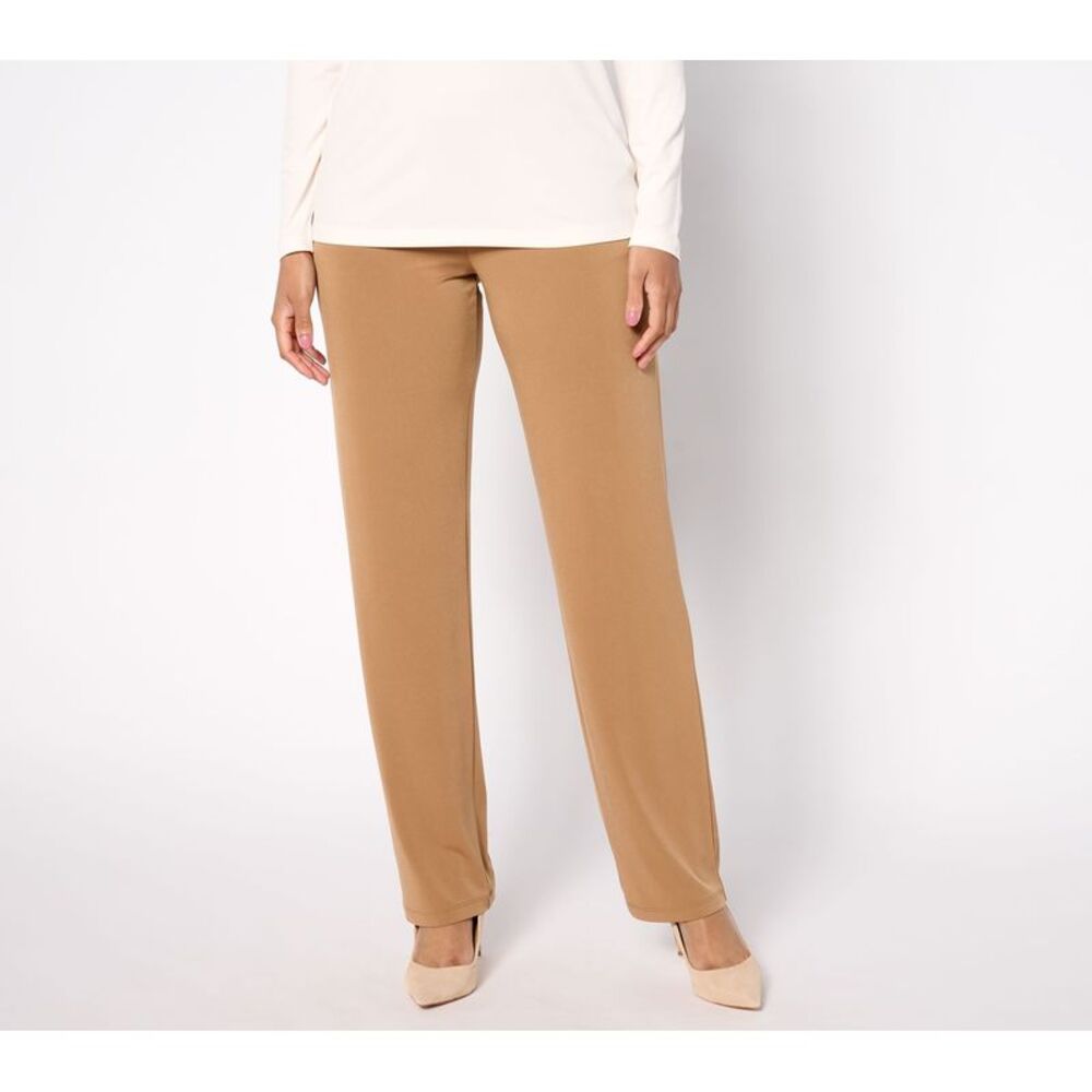 Susan Graver Women's Petite Pants 4XP Pet Essentials Liquid Knit Brown